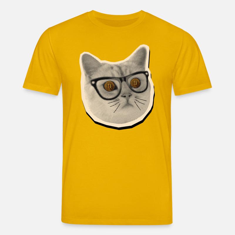 Comic-Katze mit Bitcoin-Brille - Stanley/Stella Unisex Bio-T-Shirt CREATOR  - Spektralgelb