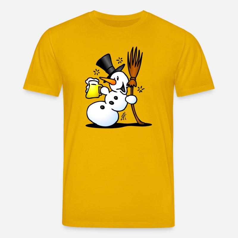 Schneemann mit einem Drink - Stanley/Stella Unisex Bio-T-Shirt CREATOR - Spektralgelb