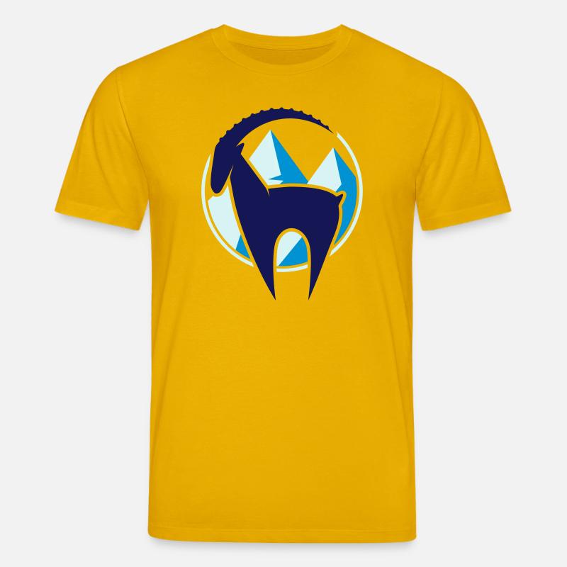 Steinbock und Gebirge Button - Stanley/Stella Unisex Bio-T-Shirt CREATOR  - Spektralgelb