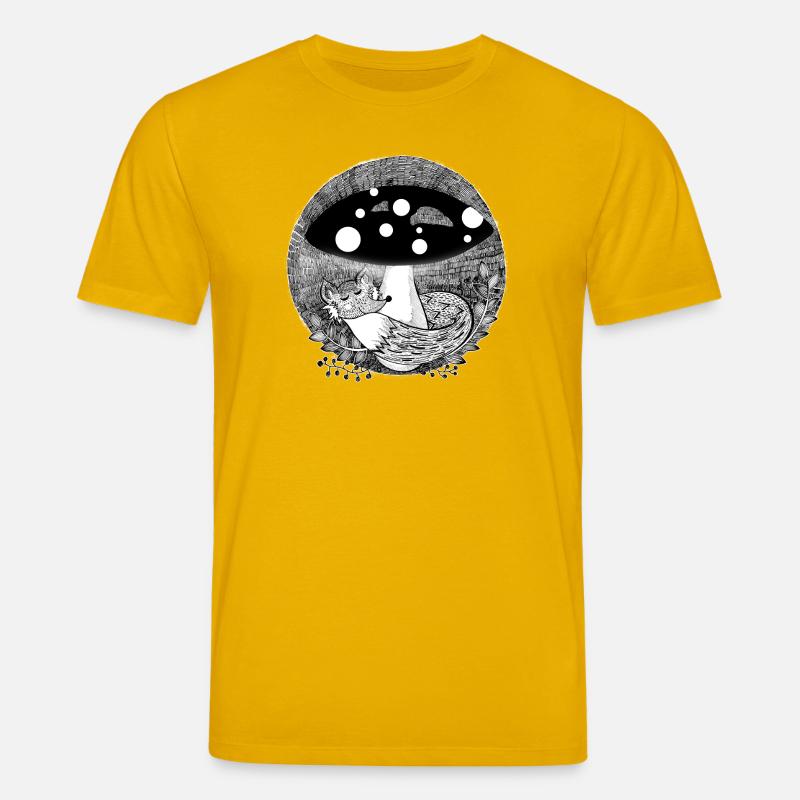 Fuchs Illustration schwarzweiß - Stanley/Stella Unisex Bio-T-Shirt CREATOR  - Spektralgelb