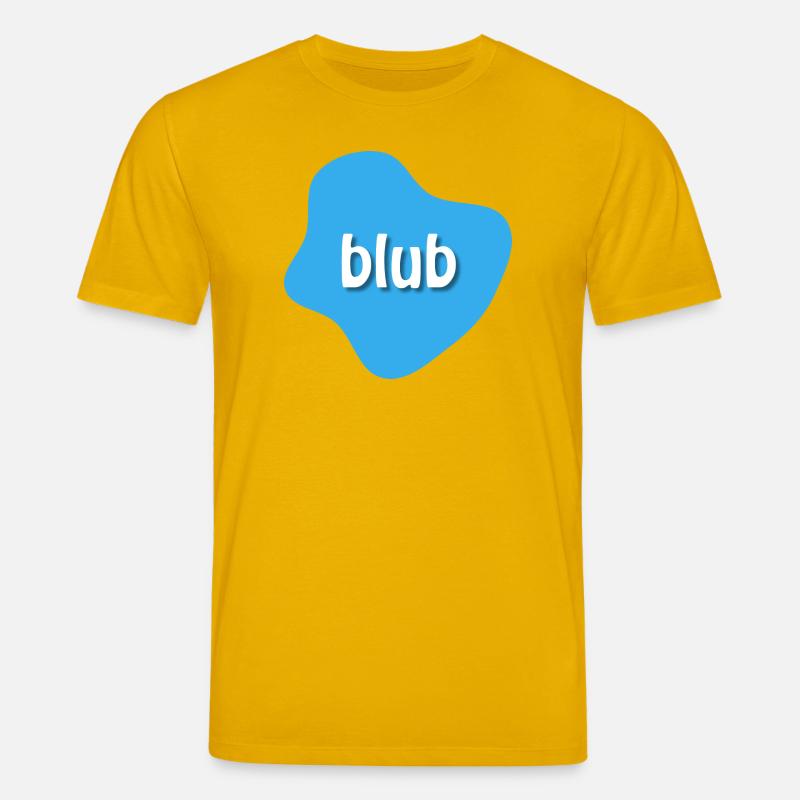 Text "blub" auf blauem Fleck, Klecks - Stanley/Stella Unisex Bio-T-Shirt CREATOR  - Spektralgelb