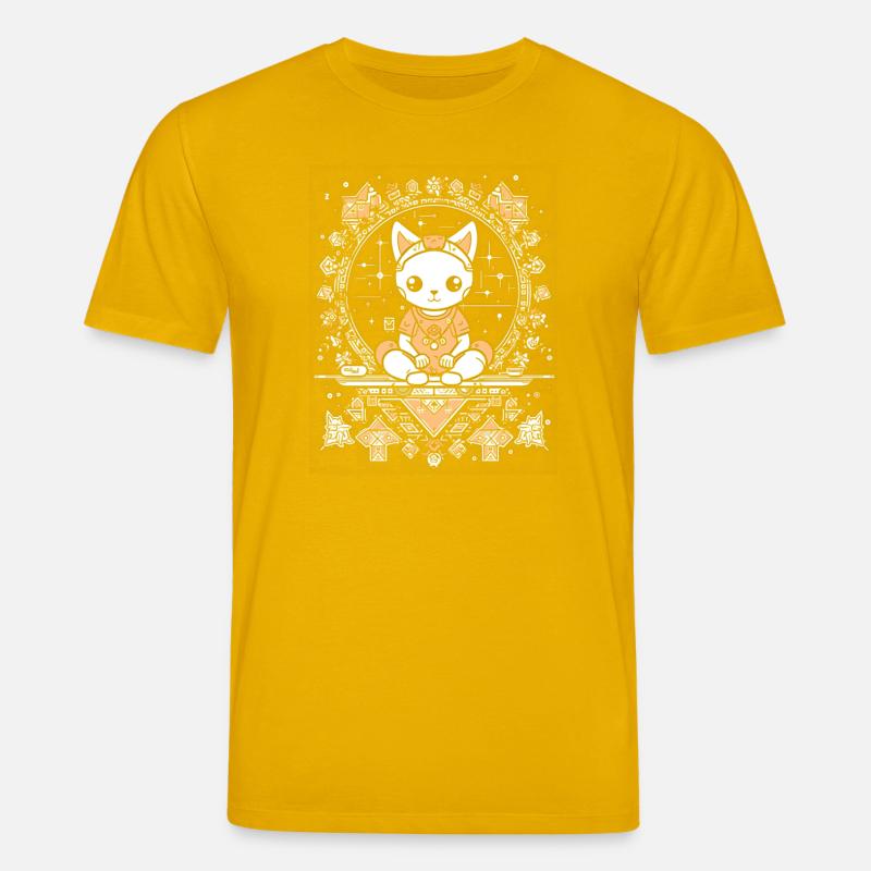 Kosmische Katze im Kristall-Mandala - Stanley/Stella Unisex Bio-T-Shirt CREATOR - Spektralgelb