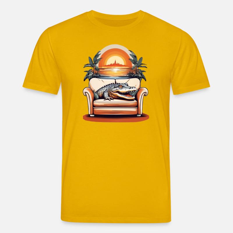 Alligator auf Sofa - Stanley/Stella Unisex Bio-T-Shirt CREATOR  - Spektralgelb
