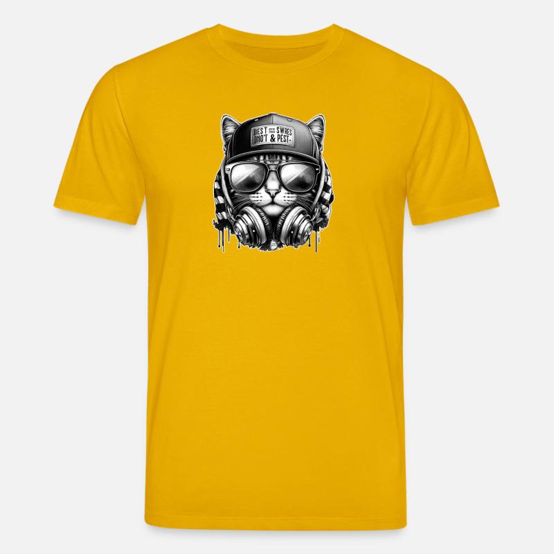 Katze DJ mit Kopfhörer Cap - Stanley/Stella Unisex Bio-T-Shirt CREATOR  - Spektralgelb