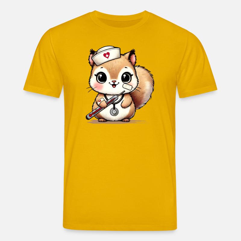 Bezauberndes Eichhörnchen als Krankenschwester - Stanley/Stella Unisex Bio-T-Shirt CREATOR  - Spektralgelb
