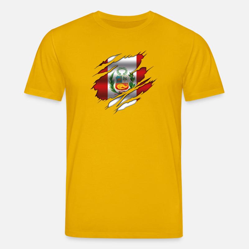 Drapeau du Pérou - Drapeau déchiré - T-shirt bio CREATOR Stanley/Stella Unisexe - jaune spectre