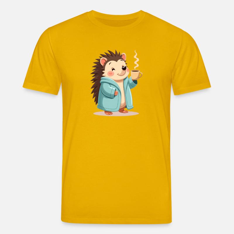 Hedgehog Mit Kaffee Pullover Design - Stanley/Stella Unisex Bio-T-Shirt CREATOR  - Spektralgelb