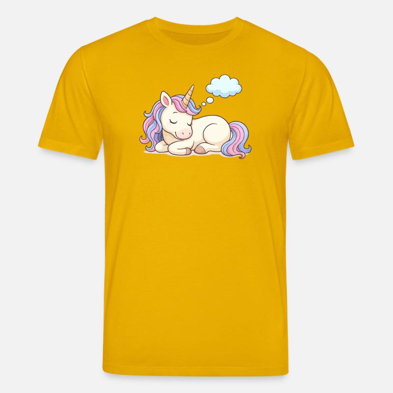 Schlafendes Einhorn mit Regenbogenmähne - Stanley/Stella Unisex Bio-T-Shirt CREATOR  - Spektralgelb