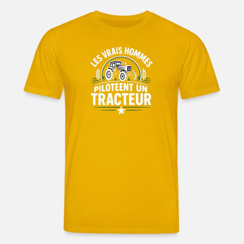Echte Männer fahren einen Traktor - Stanley/Stella Unisex Bio-T-Shirt CREATOR - Spektralgelb