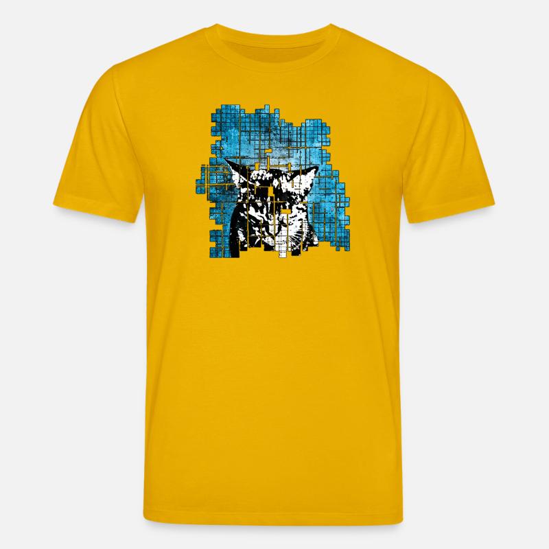Graffiti-Stil Katzenporträt mit blauer Explosion - Stanley/Stella Unisex Bio-T-Shirt CREATOR  - Spektralgelb