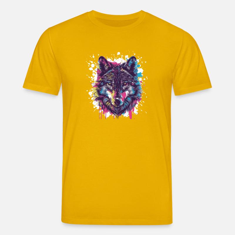 Wolf Tier Farbklecks - Stanley/Stella Unisex Bio-T-Shirt CREATOR - Spektralgelb