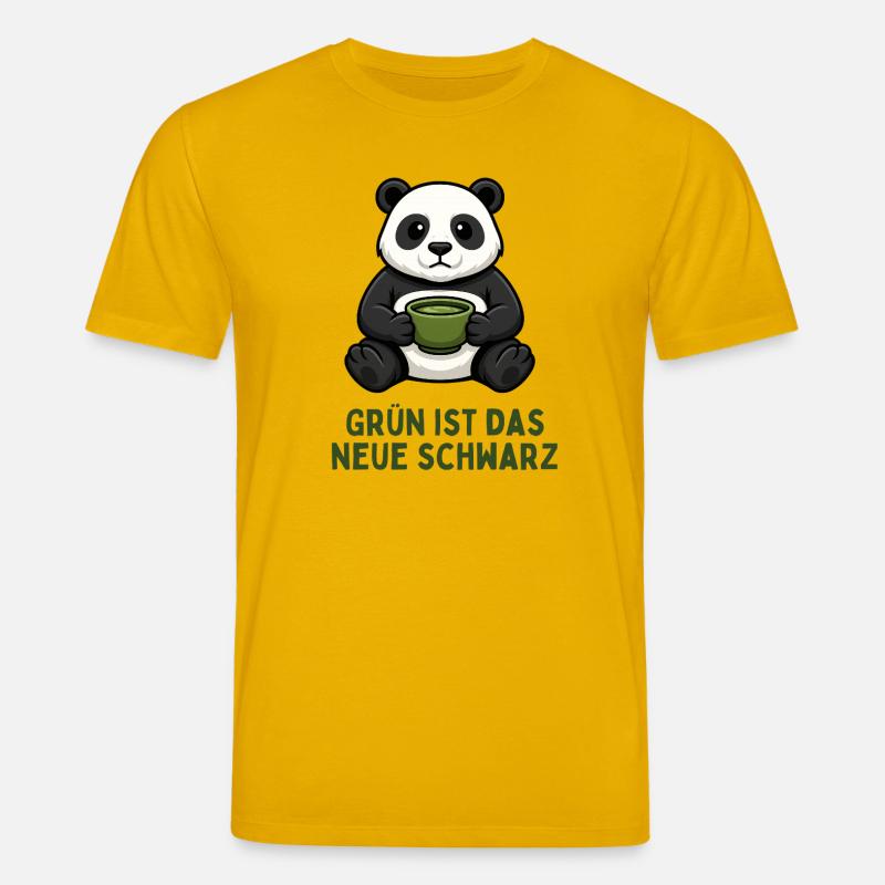  Panda Kaffeezeit grün Tee Getränk - Stanley/Stella Unisex Bio-T-Shirt CREATOR  - Spektralgelb
