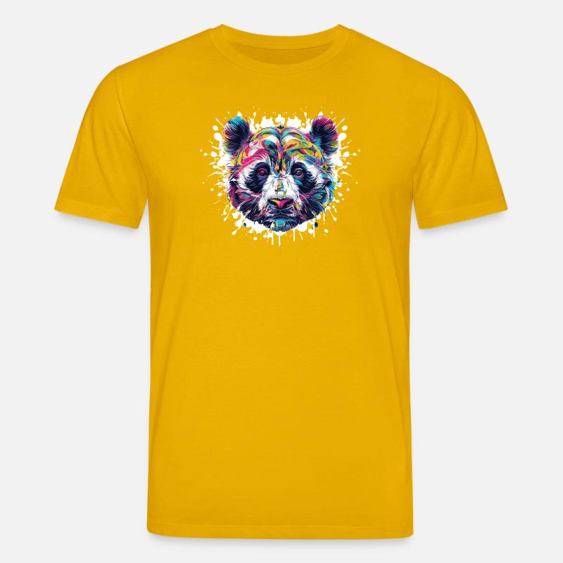Bunter Panda Kopf Farbexplosion - Stanley/Stella Unisex Bio-T-Shirt CREATOR  - Spektralgelb