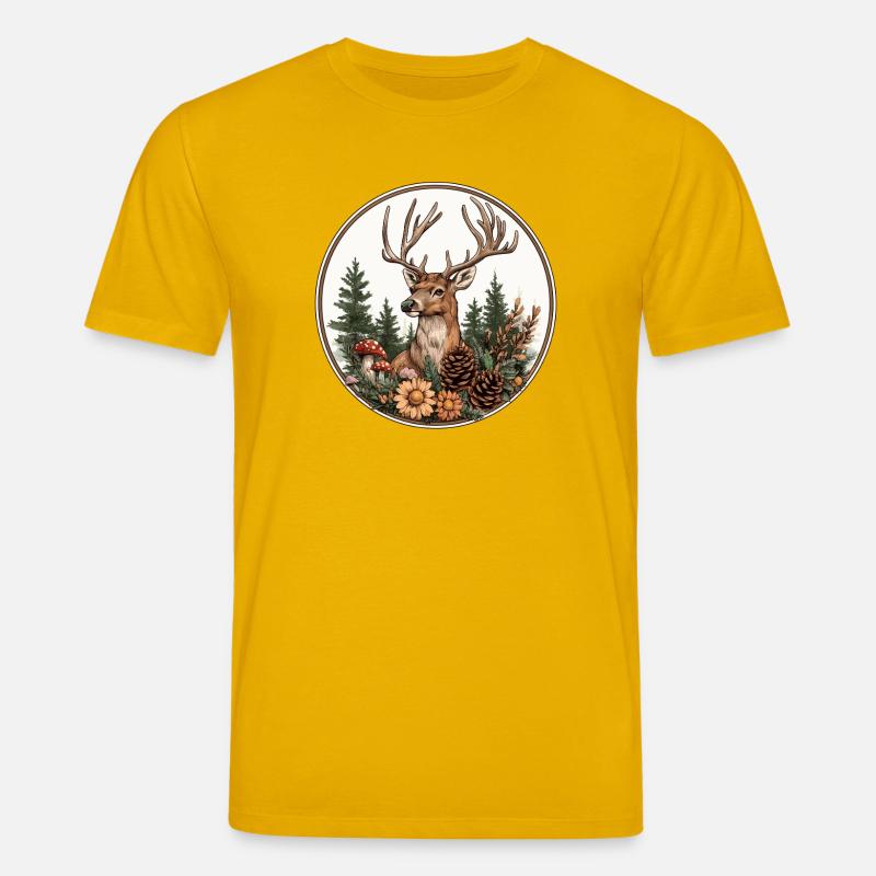 Cerf dans la forêt couronne - T-shirt bio CREATOR Stanley/Stella Unisexe - jaune spectre