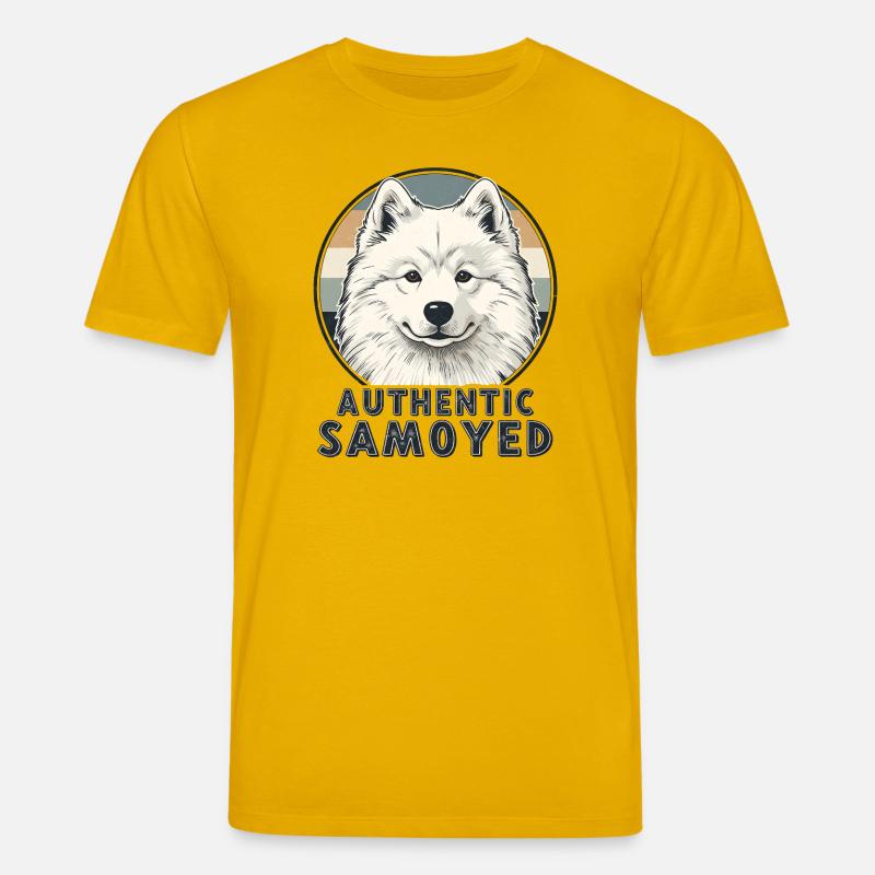 Authentic Samoyed Lächeln Retro Hund - Stanley/Stella Unisex Bio-T-Shirt CREATOR  - Spektralgelb