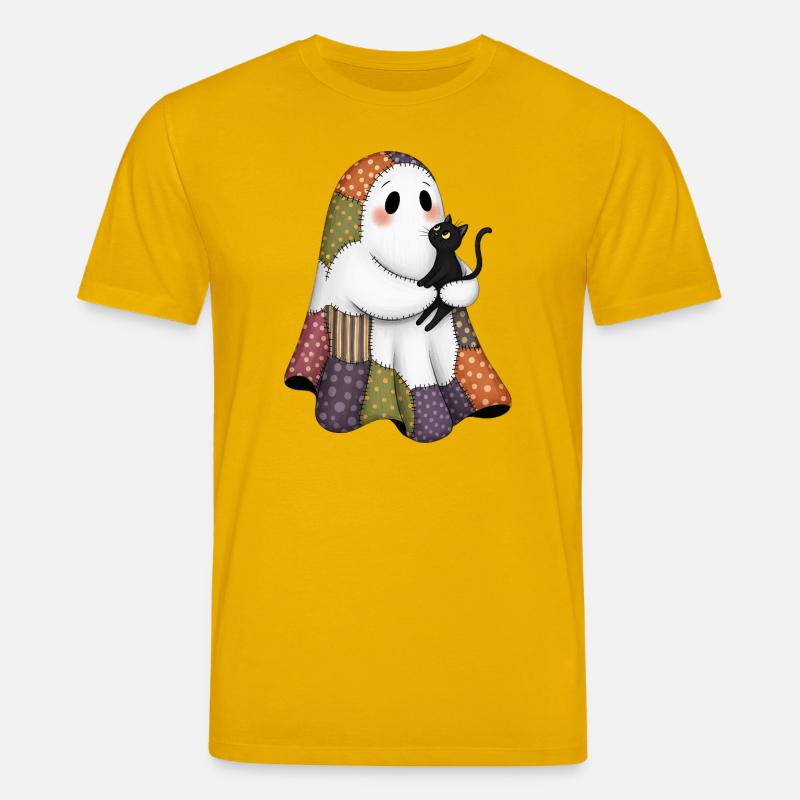 Patchwork fantôme avec chat noir - T-shirt bio CREATOR Stanley/Stella Unisexe - jaune spectre