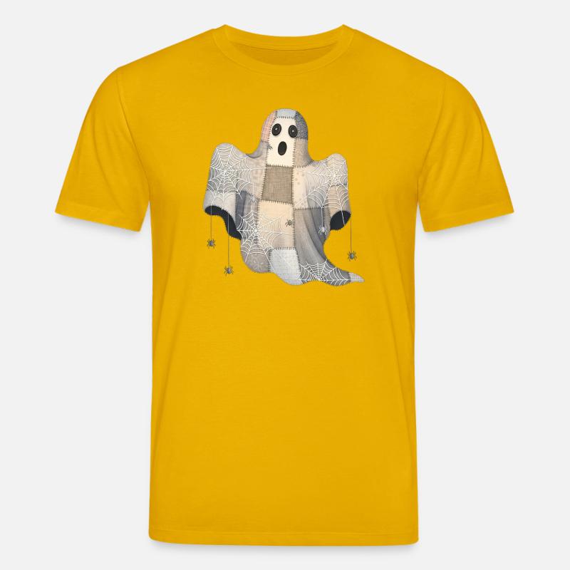 Fantôme patchwork avec toiles d’araignée - T-shirt bio CREATOR Stanley/Stella Unisexe - jaune spectre