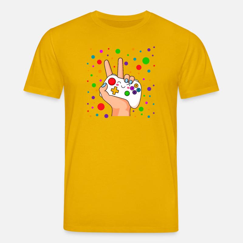 Peace-Zeichen-Controller Pop - Stanley/Stella Unisex Bio-T-Shirt CREATOR  - Spektralgelb