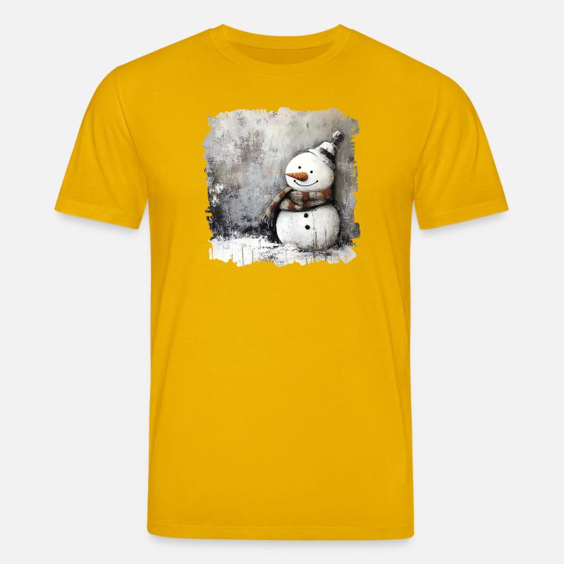 Winterlicher Schneemann mit Schal - Stanley/Stella Unisex Bio-T-Shirt CREATOR  - Spektralgelb