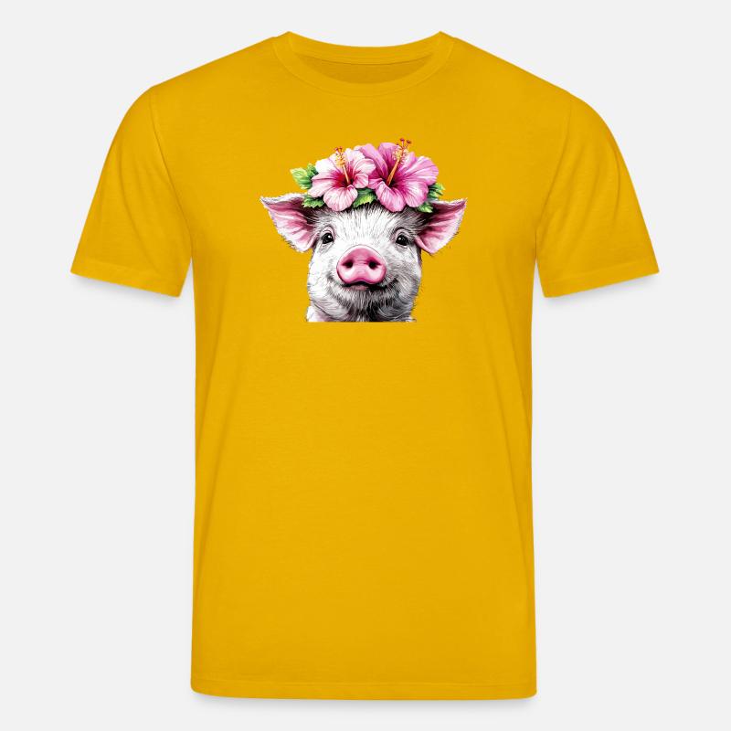 Hibiskuskrone Schwein - Stanley/Stella Unisex Bio-T-Shirt CREATOR - Spektralgelb
