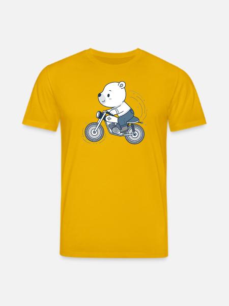 Biker Adventure Bear - Stanley/Stella CREATOR Unisex Organic T-Shirt - spectra yellow