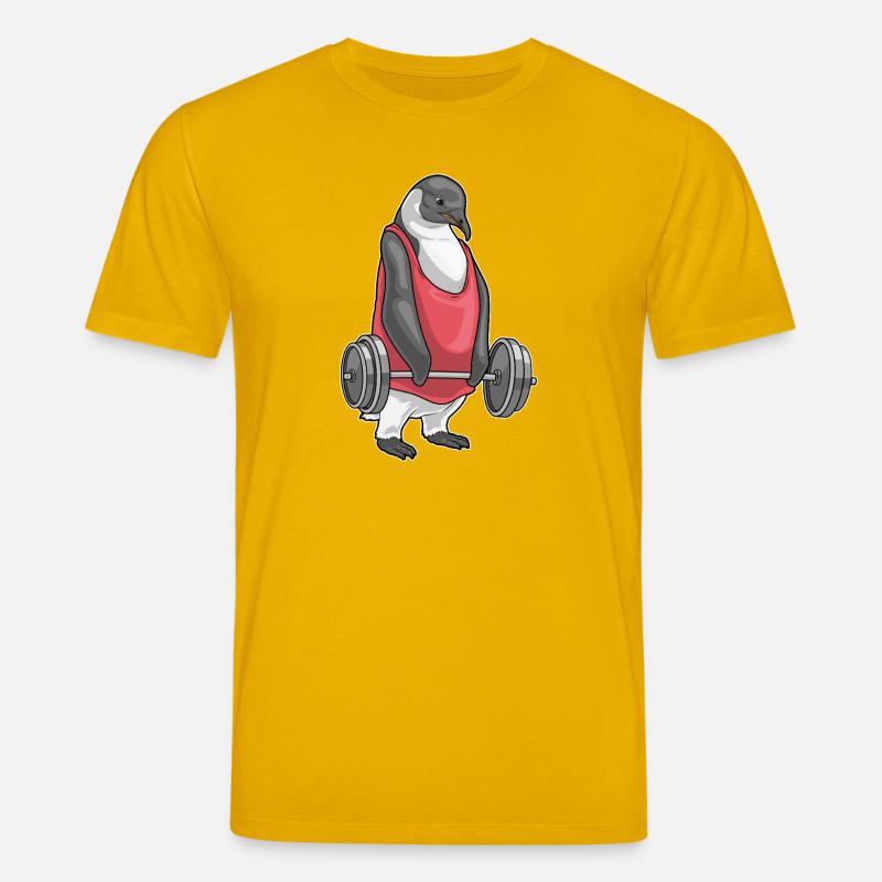 Pinguin Bodybuilder Langhantel Bodybuilding - Stanley/Stella Unisex Bio-T-Shirt CREATOR  - Spektralgelb