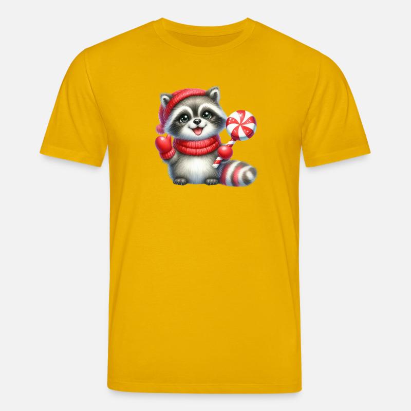 Gemütlicher Waschbär mit Zuckerstange - Stanley/Stella Unisex Bio-T-Shirt CREATOR  - Spektralgelb