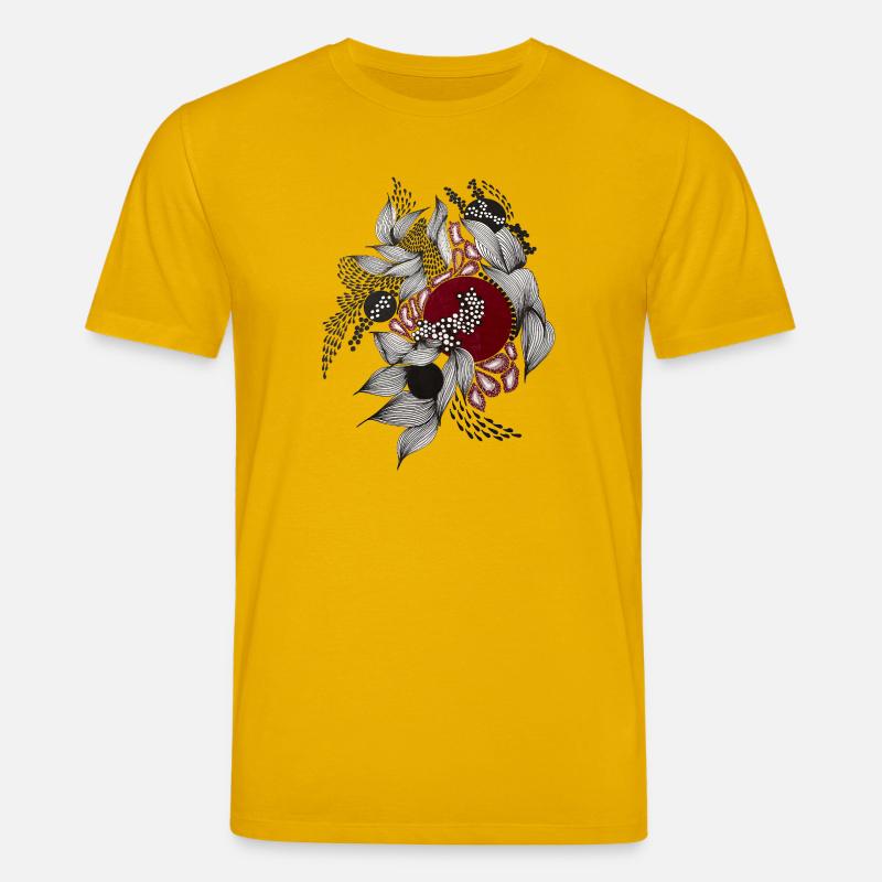 Roter Kreis mit silbernen Blättern - Stanley/Stella Unisex Bio-T-Shirt CREATOR  - Spektralgelb