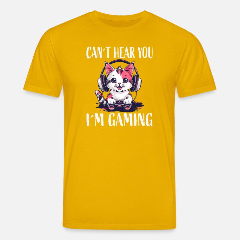 Katzengamer mit Kopfhörern - Stanley/Stella Unisex Bio-T-Shirt CREATOR  - Spektralgelb