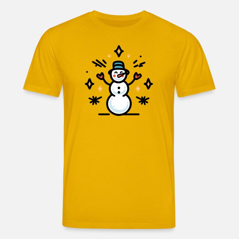 Schneemann mit Glitzerfunken - Stanley/Stella Unisex Bio-T-Shirt CREATOR  - Spektralgelb