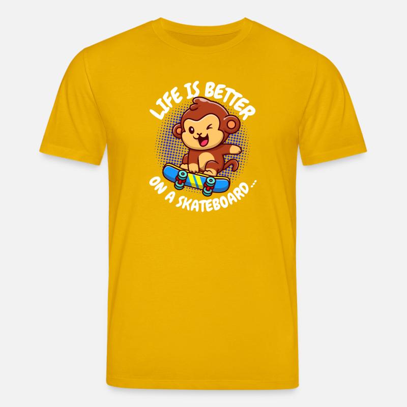 Life Is Better Skateboard Affe Monkey - Stanley/Stella Unisex Bio-T-Shirt CREATOR - Spektralgelb