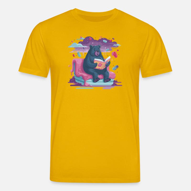 Lesender Bär im Candy-Traum - Stanley/Stella Unisex Bio-T-Shirt CREATOR  - Spektralgelb