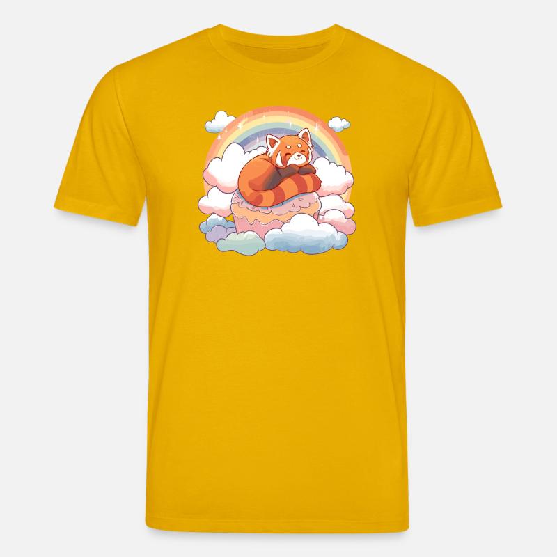 Red Panda in Rainbow Cloud Cake - Stanley/Stella CREATOR Unisex Organic T-Shirt - spectra yellow