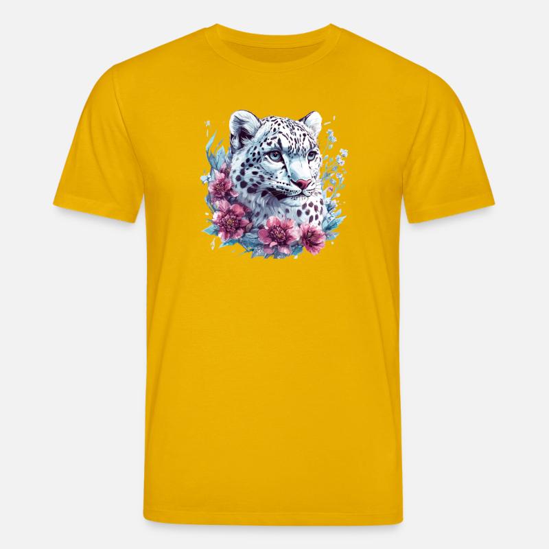 Leopardengesicht mit Blumenkranz - Stanley/Stella Unisex Bio-T-Shirt CREATOR  - Spektralgelb
