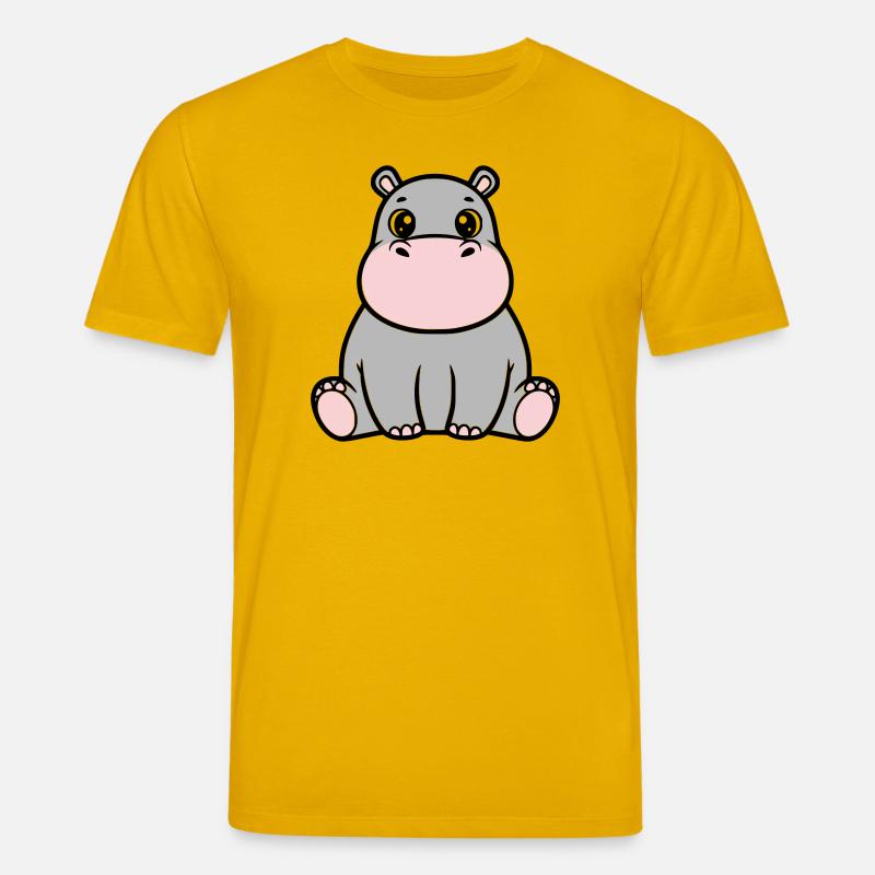 Süßes Baby Nilpferd Sitzend Kawaii - Stanley/Stella Unisex Bio-T-Shirt CREATOR  - Spektralgelb