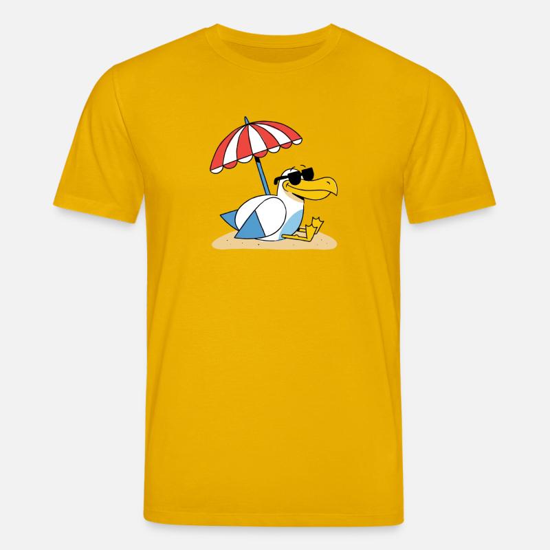 Mouette de plage ensoleillée avec parapluie - T-shirt bio CREATOR Stanley/Stella Unisexe - jaune spectre