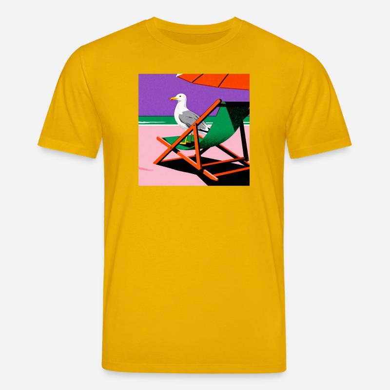 Bunter Strandstuhl und Möwe - Stanley/Stella Unisex Bio-T-Shirt CREATOR  - Spektralgelb