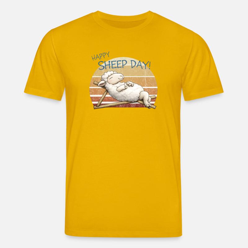 Happy Sheep Day Retro Sunset - Stanley/Stella Unisex Bio-T-Shirt CREATOR  - Spektralgelb