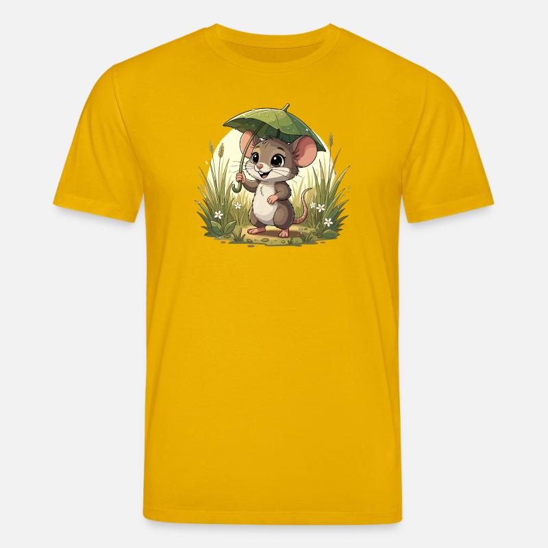 Kleines Mäuschen mit Schirm im Gras - Stanley/Stella Unisex Bio-T-Shirt CREATOR  - Spektralgelb