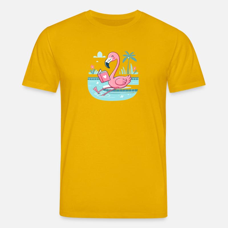 Flamingo am Pool – Buchzeit - Stanley/Stella Unisex Bio-T-Shirt CREATOR  - Spektralgelb