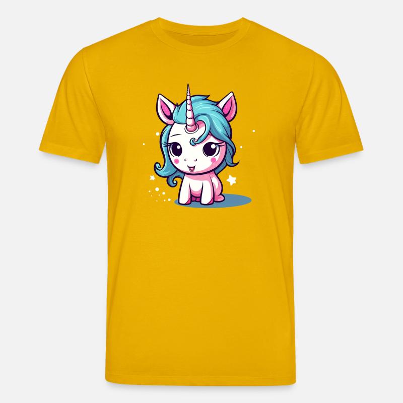 Blauhaariges Einhornchen Sticker - Stanley/Stella Unisex Bio-T-Shirt CREATOR  - Spektralgelb
