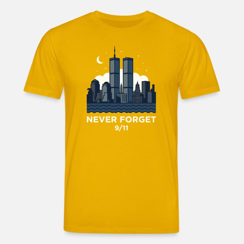 Never Forget 9/11 Skyline Night - Stanley/Stella CREATOR Unisex Organic T-Shirt - spectra yellow