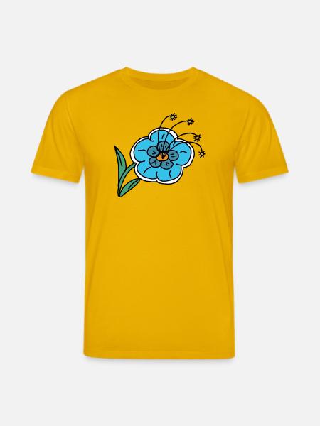 Handgezeichnete blaue Blume Kinder Kind - Stanley/Stella Unisex Bio-T-Shirt CREATOR - Spektralgelb