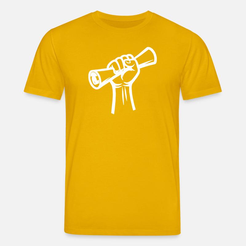 Erhobene Faust hält eine Rolle - Stanley/Stella Unisex Bio-T-Shirt CREATOR - Spektralgelb