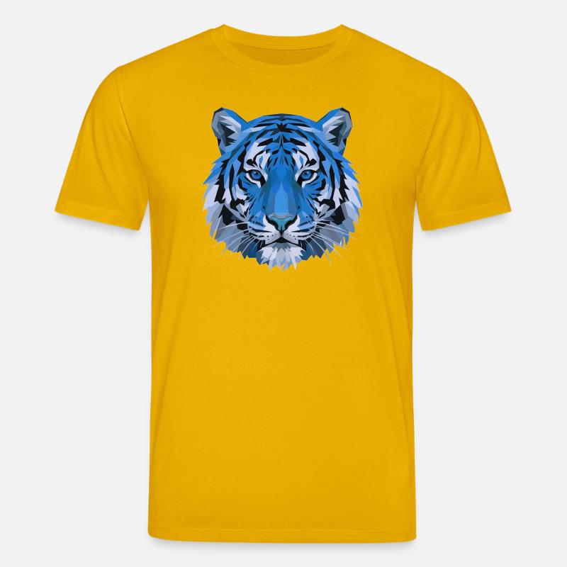 Blauer Polygon-Tiger Kopf - Stanley/Stella Unisex Bio-T-Shirt CREATOR - Spektralgelb