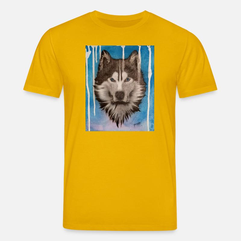 Conception aquarelle Husky - T-shirt bio CREATOR Stanley/Stella Unisexe - jaune spectre