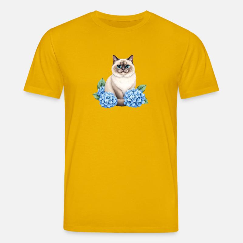 Cute Ragdoll Cat with Blue Hydrangeas - Stanley/Stella Unisex Bio-T-Shirt CREATOR  - Spektralgelb