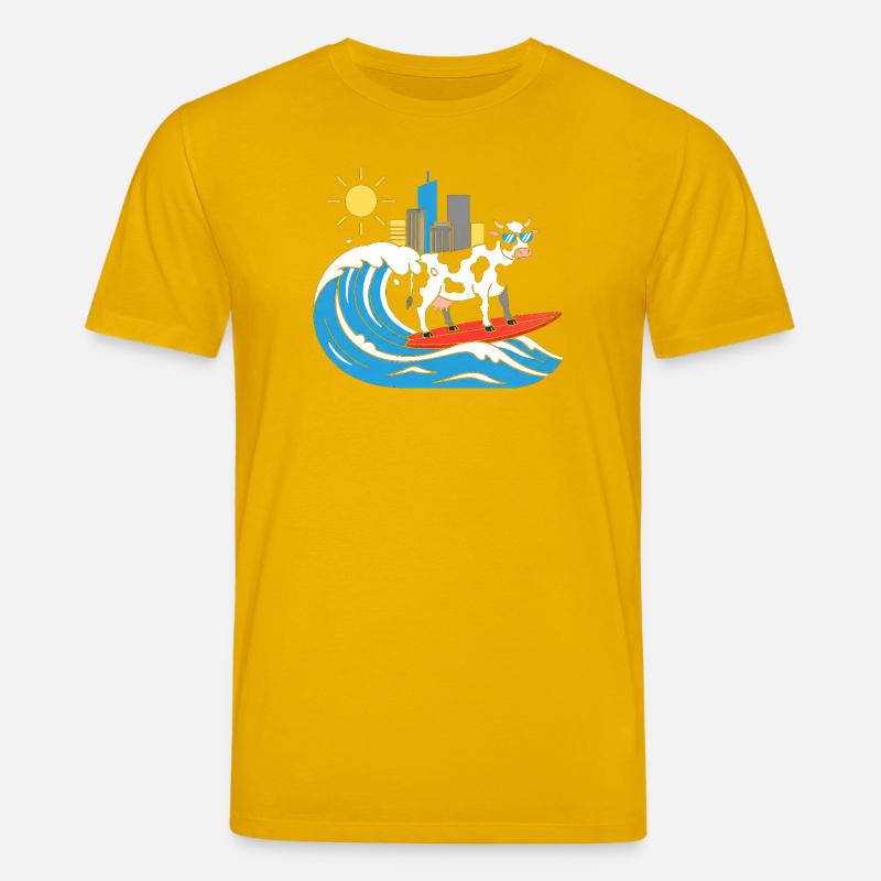 Vache surfeuse à la City-Wave - T-shirt bio CREATOR Stanley/Stella Unisexe - jaune spectre