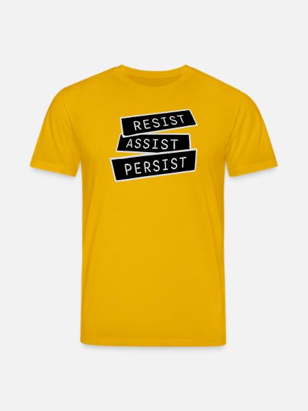 Resist Assist Persist Activism Motivation Logo - Stanley/Stella CREATOR Unisex Organic T-Shirt - spectra yellow