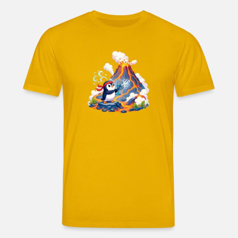 Lava Penguin avec Éventail - T-shirt bio CREATOR Stanley/Stella Unisexe - jaune spectre